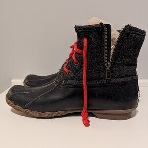 Sperry duck boots - black and gray flannel